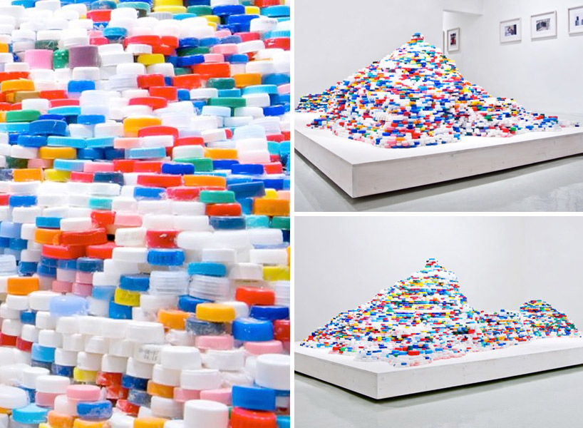 plastic bottle cap art by satoshi hirose